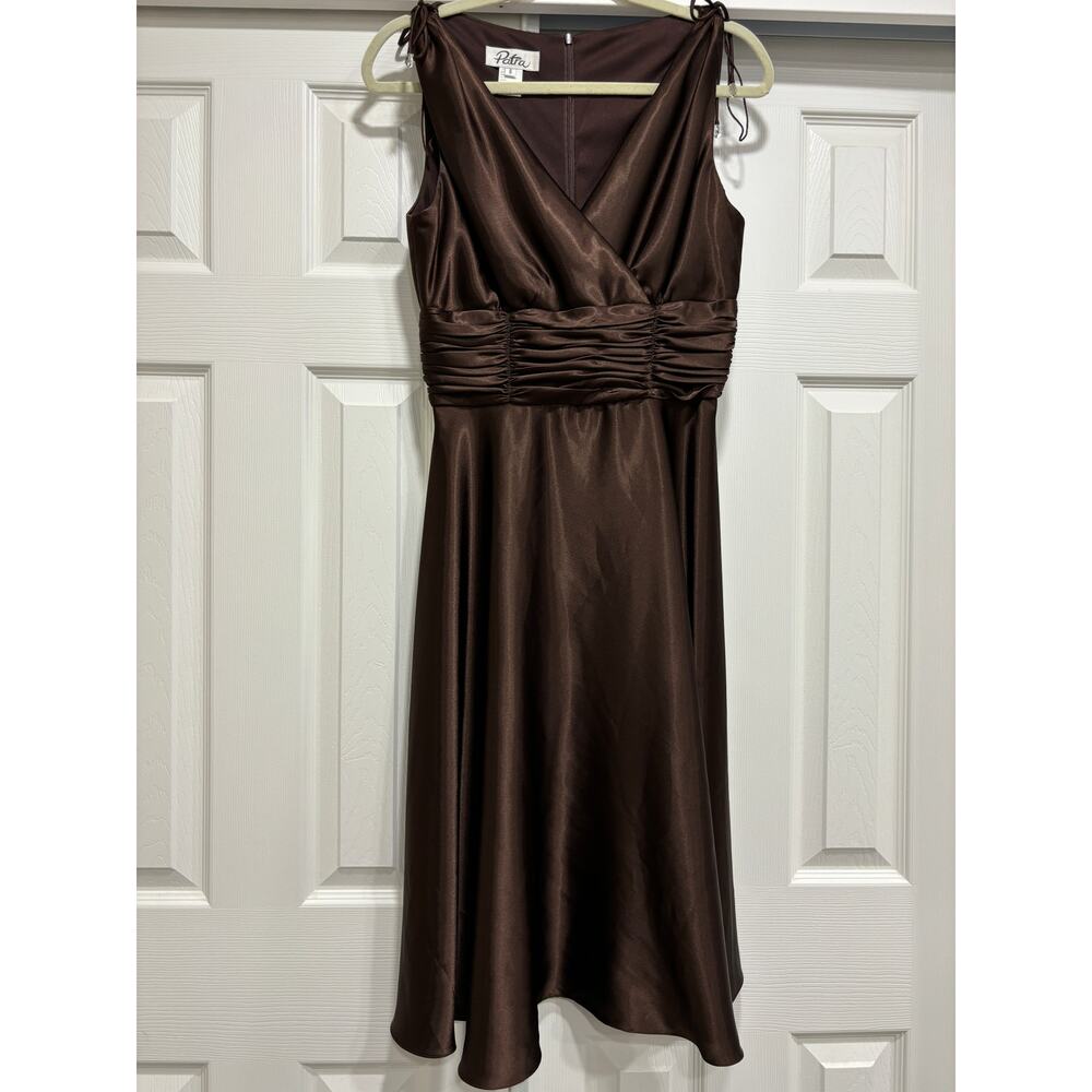 Vintage Patra Satin Midi Dress Womens sz 8 fairy whimsy goth chocolate b…